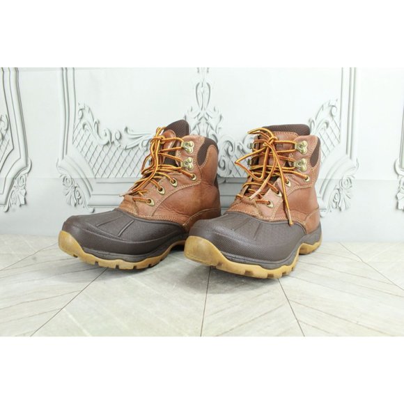 LL Bean Brown Leather Primaloft Storm Chaser Winter Duck Boots 9 M - Picture 2 of 9